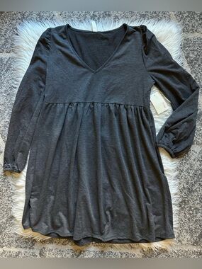 Primi NWT Charcoal V-Neck Babydoll Dress/Tunic